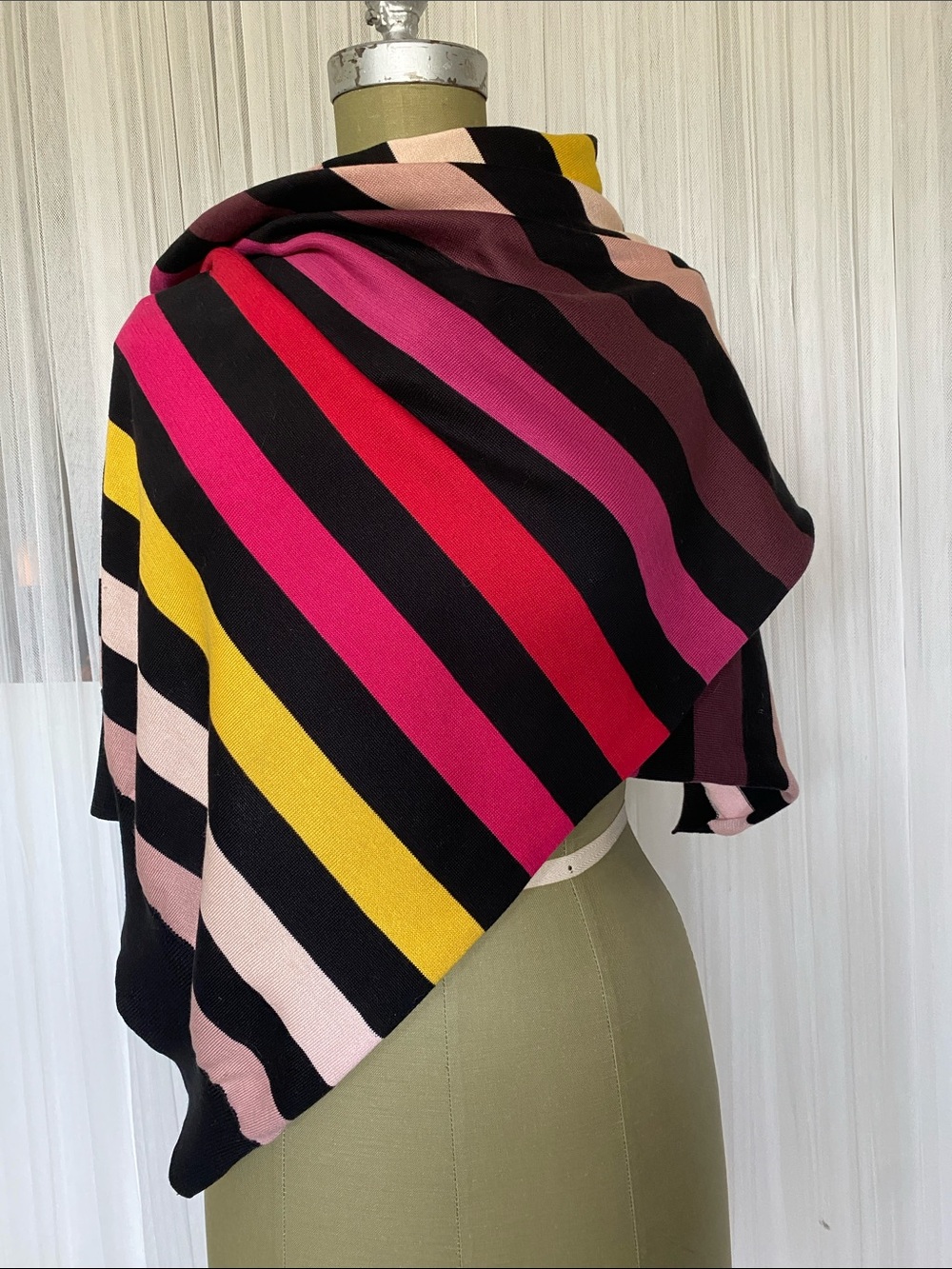 Y2K Sonia Rykiel for H&M Striped Knit Scarf/Shawl in Black, Pink, Red, Yellow